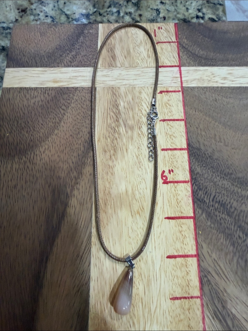 Delicate Brown Banded Agate Teardrop Pendant Necklace - Women Jewelry